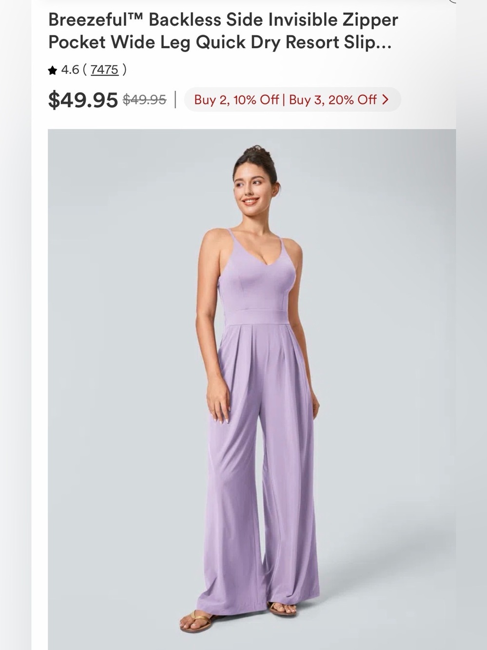 HALARA Lavender Wide-Leg Sleeveless Jumpsuit